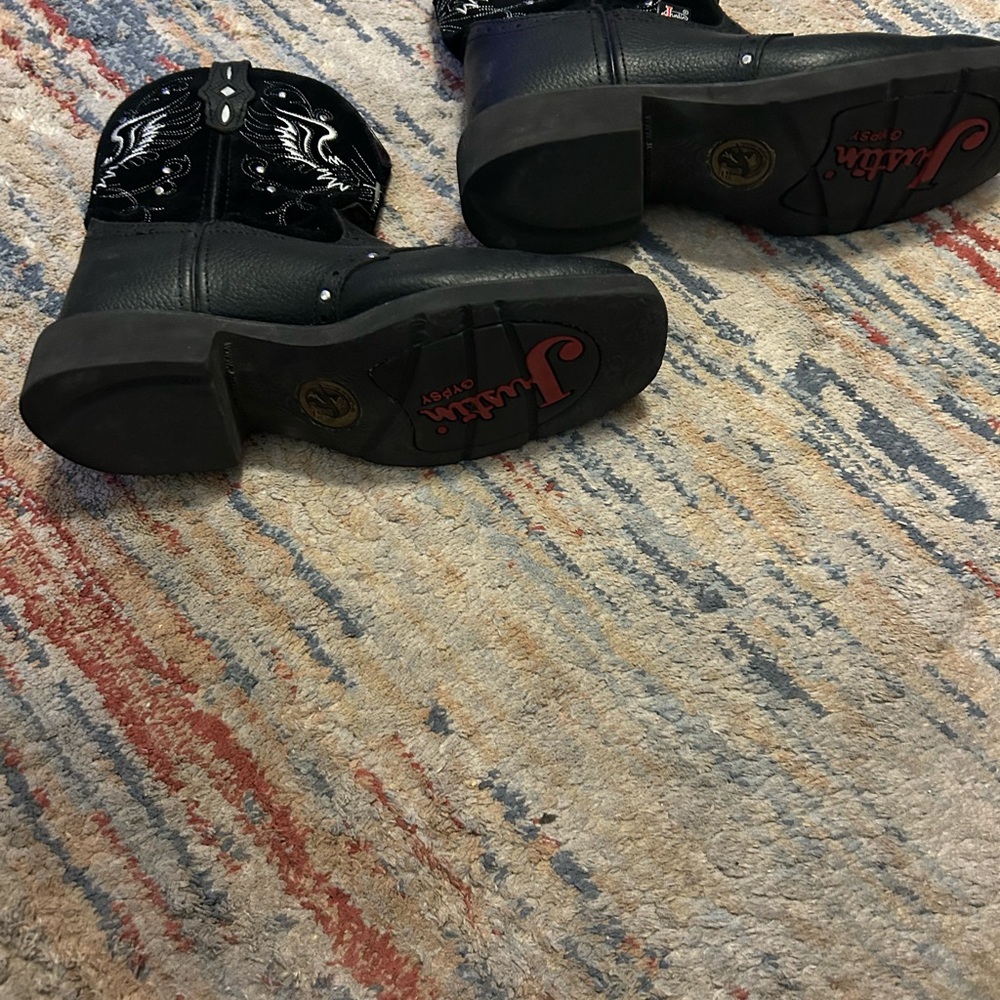 Justin Boots Black Combat Moto Boots